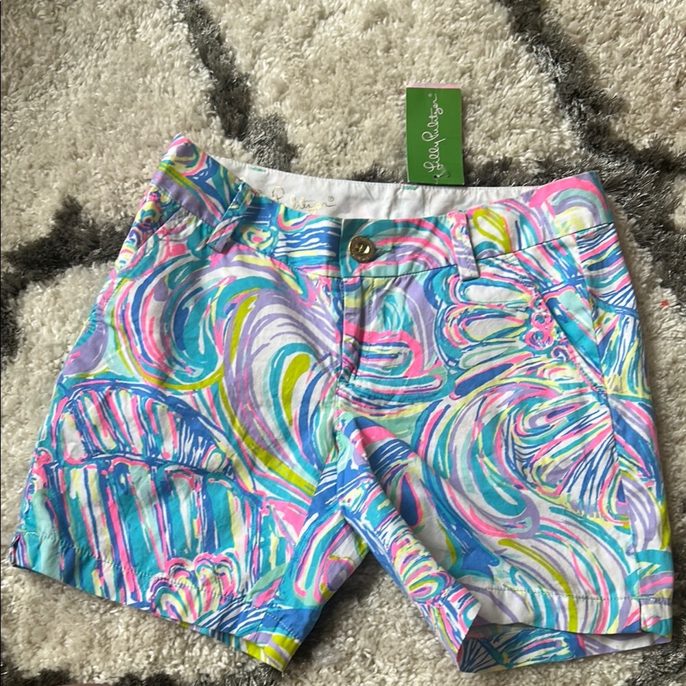 Lilly Pulitzer Pink and Blue Bermuda Shorts Vibrant Resort Wear